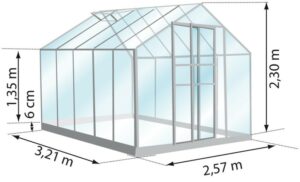 Serre Carvi – Merkur – 8.10 m² – en verre avec embase